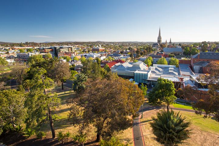 Elevated view looking over Bendigo.