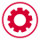 An icon showing a red cog. 