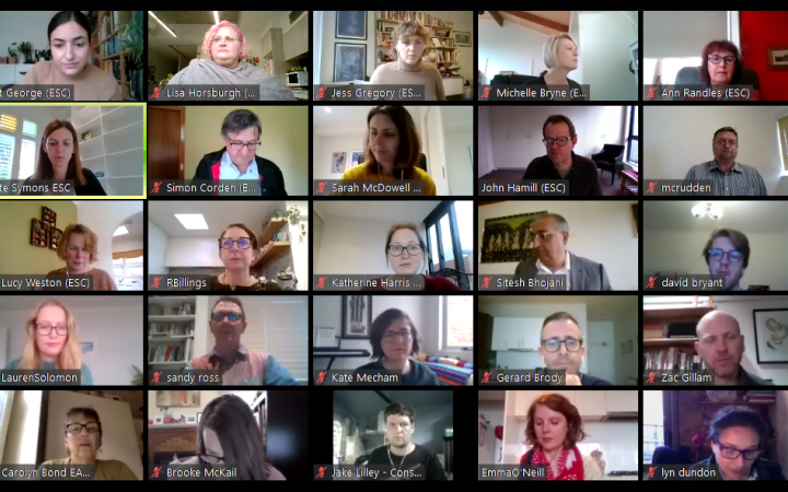 Screenshot of virtual attendees at the Essential Services Commission third community sector roundtable in April 2020