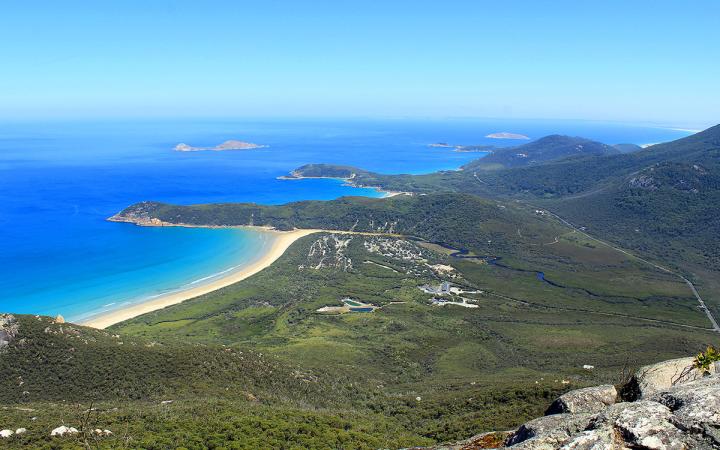 An image of the Wilsons Promontory coastline from Mount Oberon